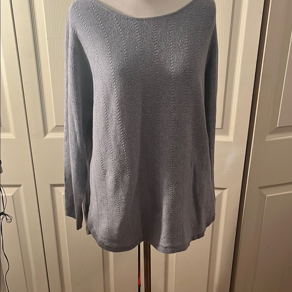 Grace Blue Crew Neck Sweater Soft Knit Relaxed Fit